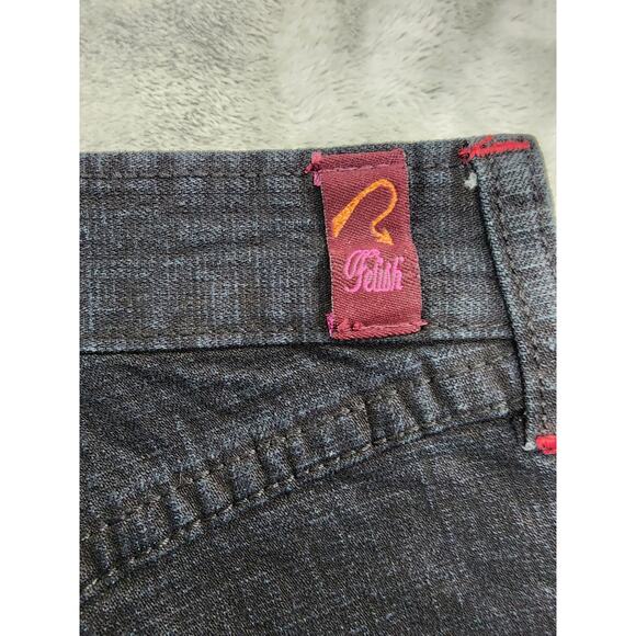 Vintage Fetish Low Rise Flare Leg Denim Jeans Size 13/14 Blue Dark Wash Stretch - Picture 12 of 13
